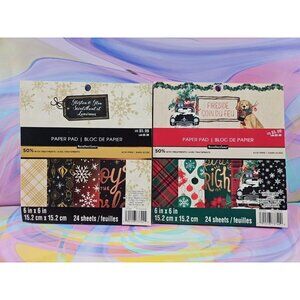 Lot of 2 Recollections 6'' x 6'' Paper Pads Christmas/Holiday Theme 24 Sheet Ea.